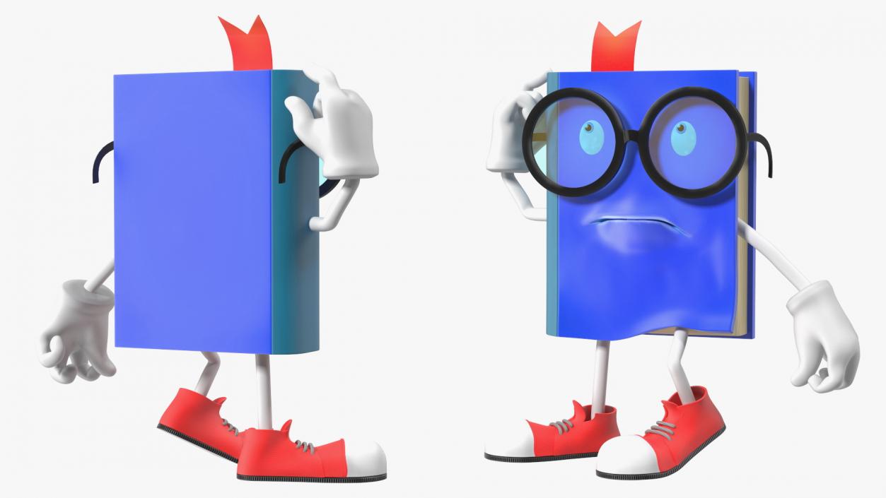 Character Blue Book Puzzled Pose 3D