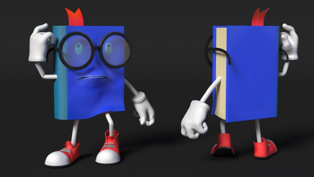 Character Blue Book Puzzled Pose 3D