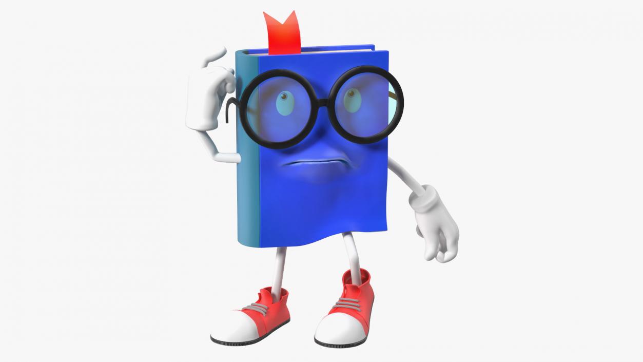 Character Blue Book Puzzled Pose 3D