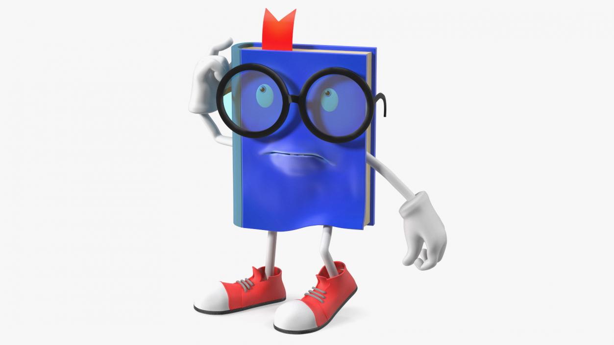 Character Blue Book Puzzled Pose 3D