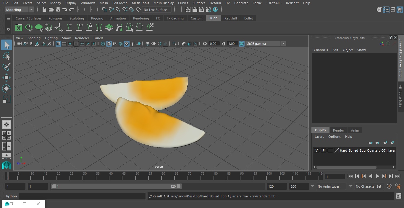 Hard Boiled Egg Quarters 3D model