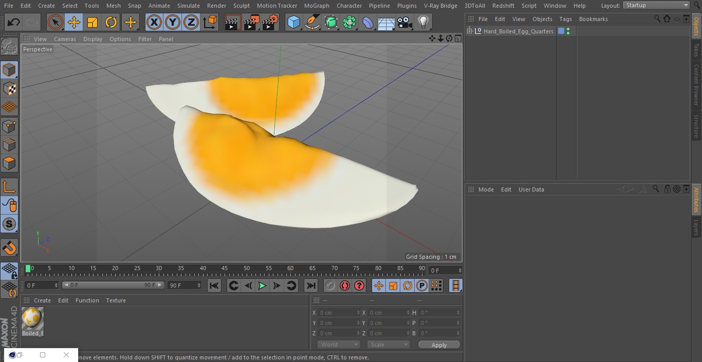 Hard Boiled Egg Quarters 3D model