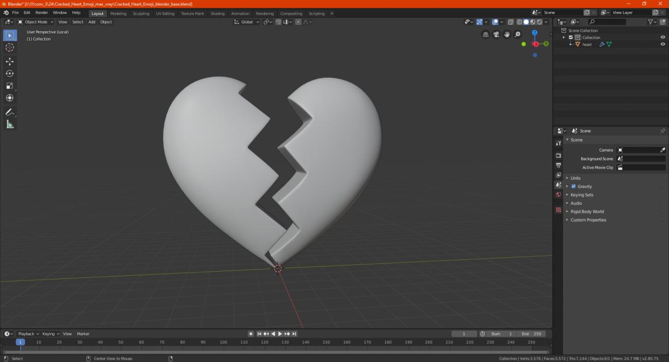 Cracked Heart Emoji 3D model