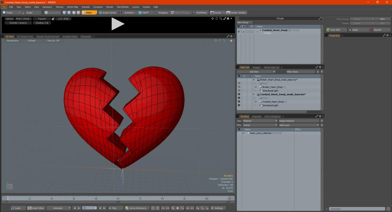 Cracked Heart Emoji 3D model