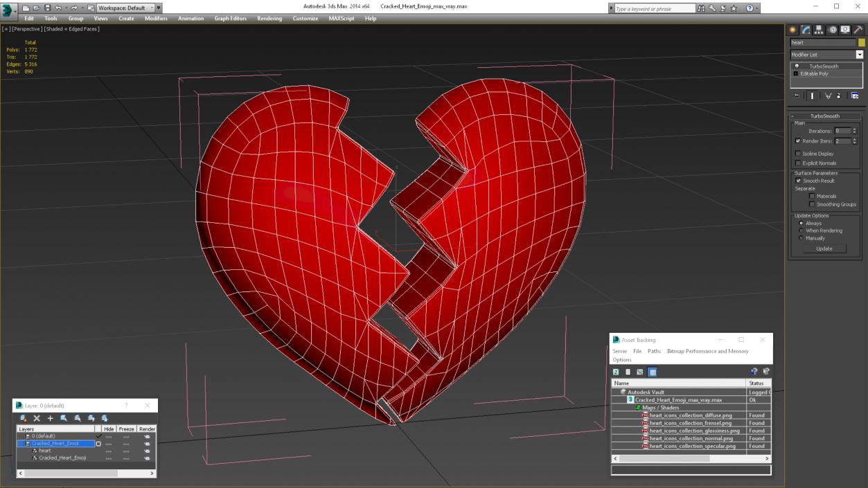 Cracked Heart Emoji 3D model