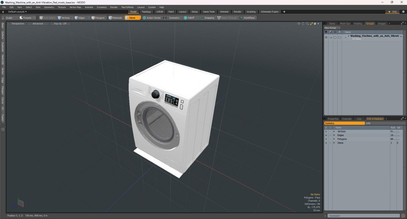 Washing Machine with an Anti-Vibration Pad 3D