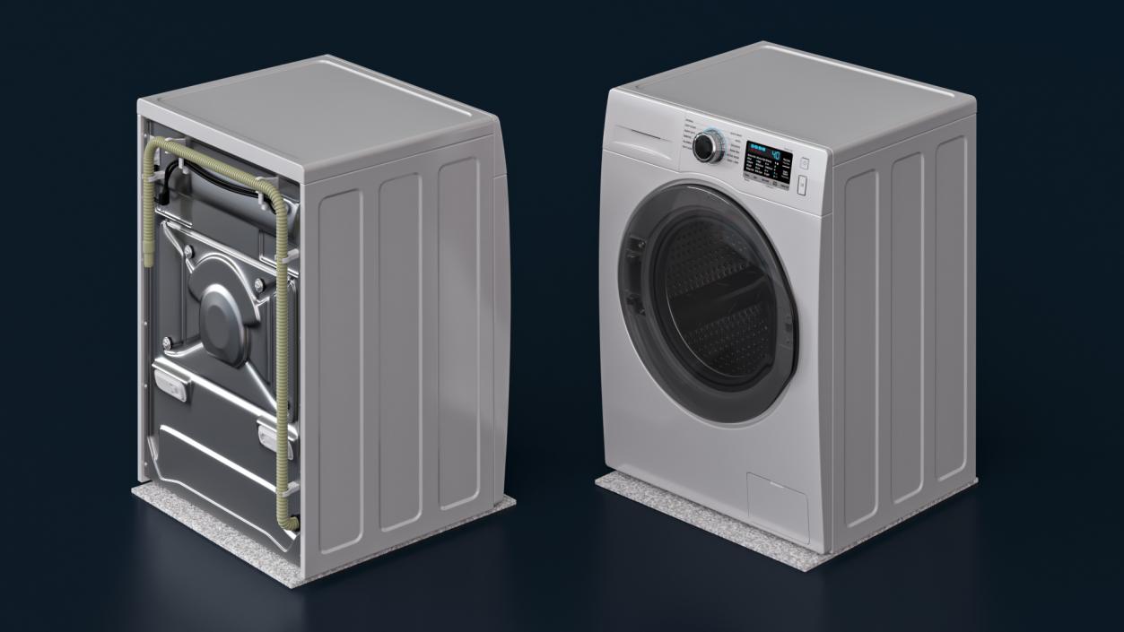 Washing Machine with an Anti-Vibration Pad 3D