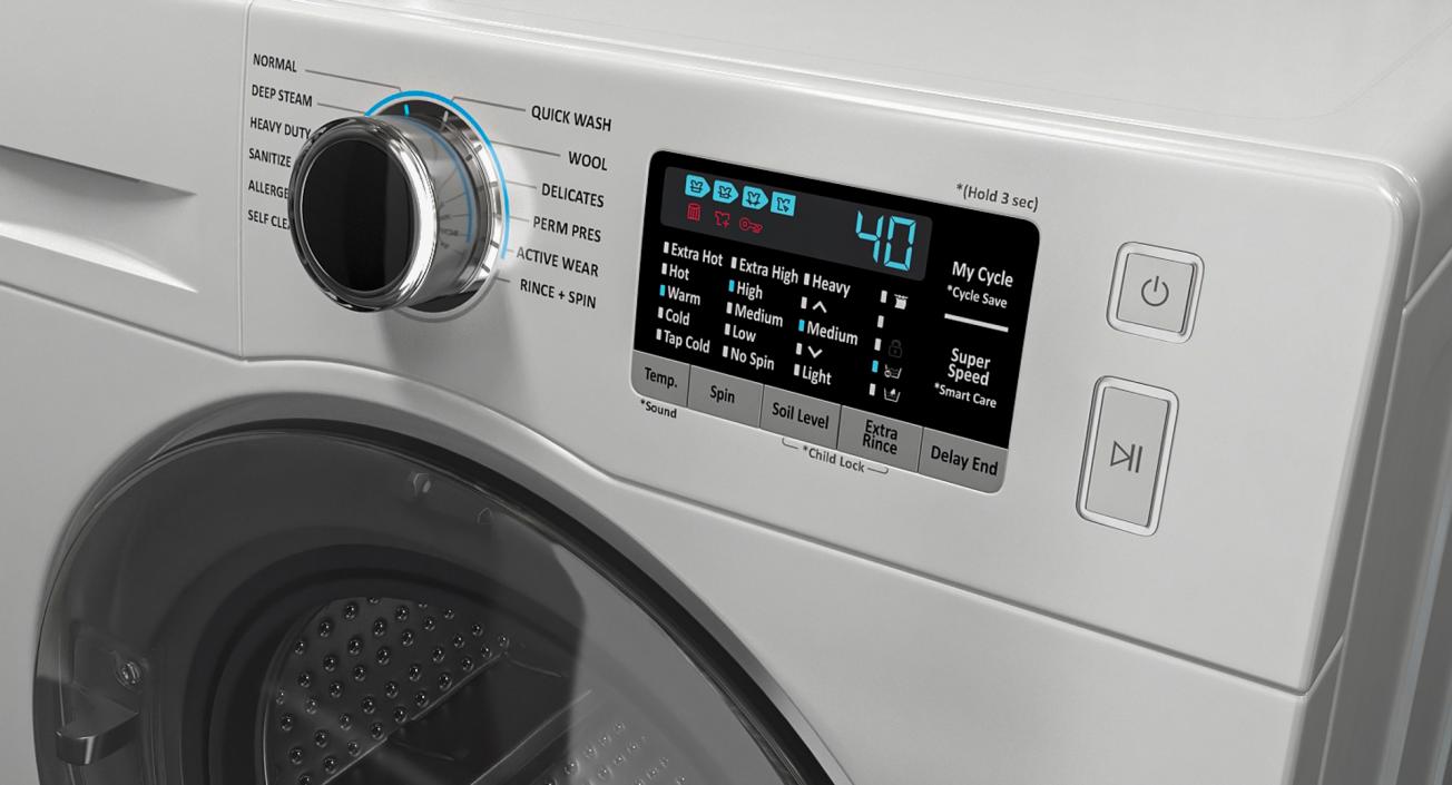 Washing Machine with an Anti-Vibration Pad 3D