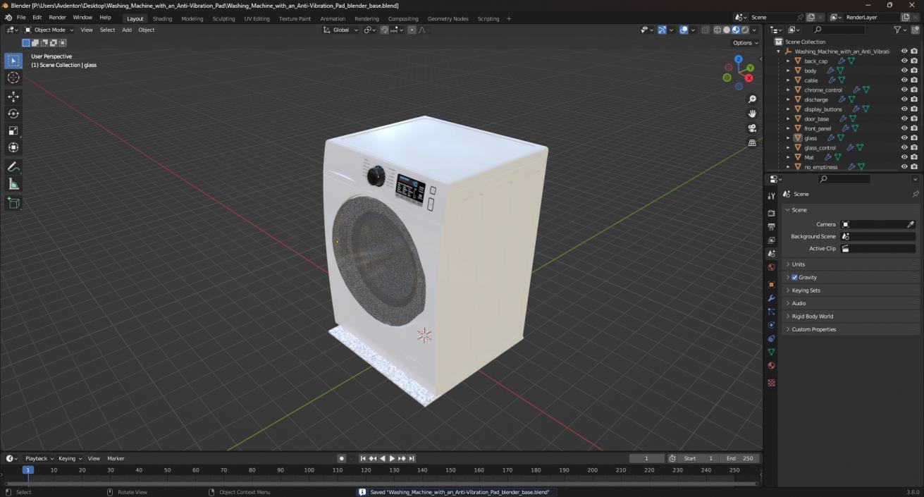 Washing Machine with an Anti-Vibration Pad 3D