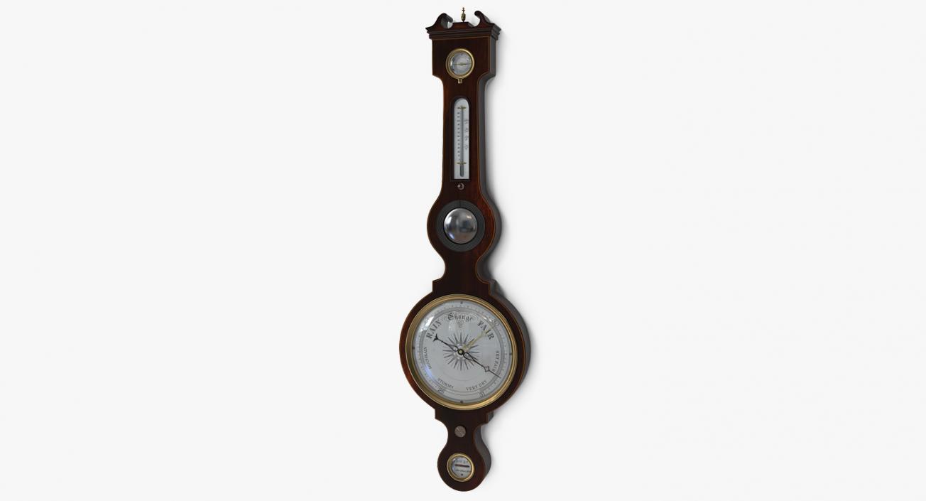 3D Antique Mahogany Barometer