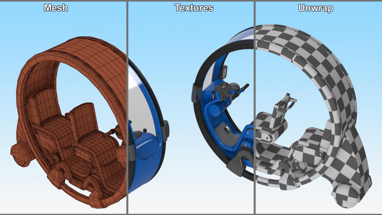 Sci-Fi Double Car Tube Blue Rigged 3D model