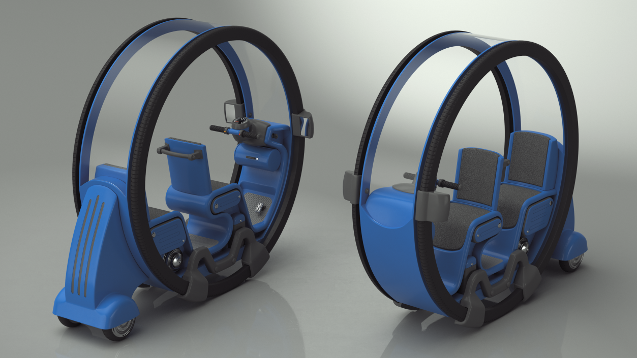 Sci-Fi Double Car Tube Blue Rigged 3D model