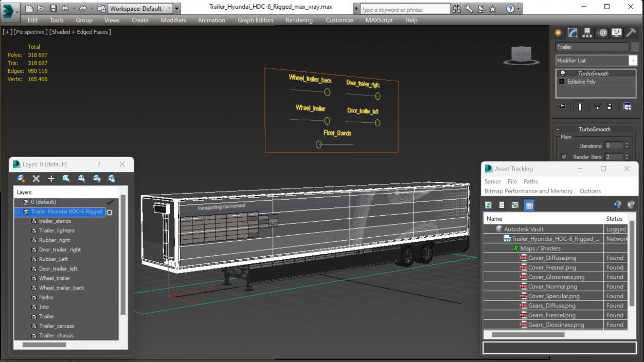 3D Trailer Hyundai HDC-6 Rigged model