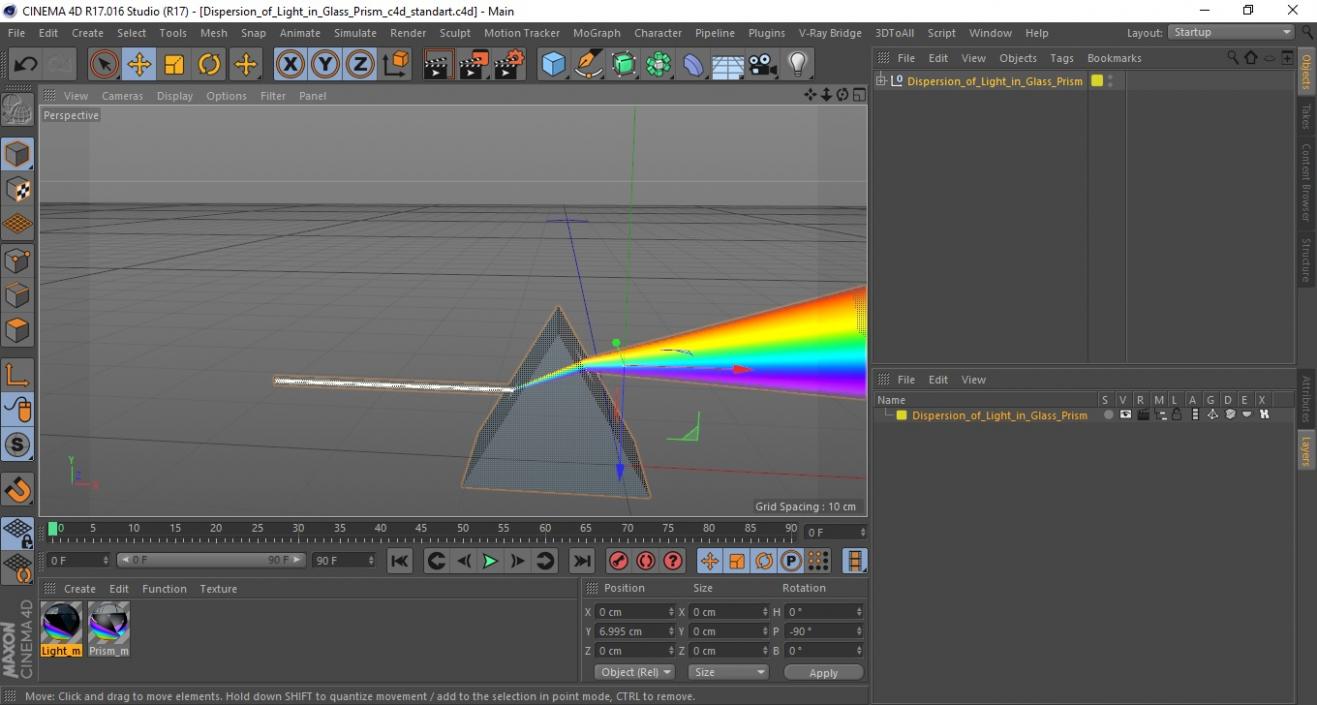 Dispersion of Light in Glass Prism 3D model