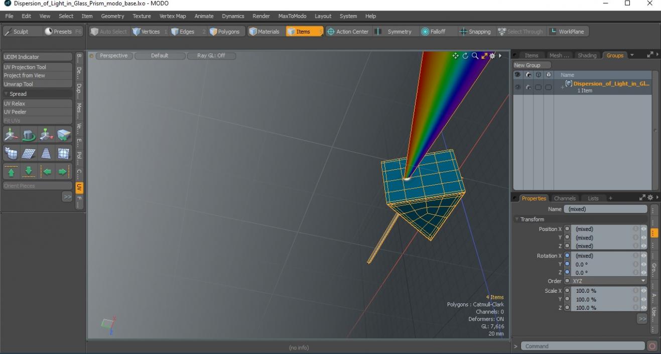 Dispersion of Light in Glass Prism 3D model