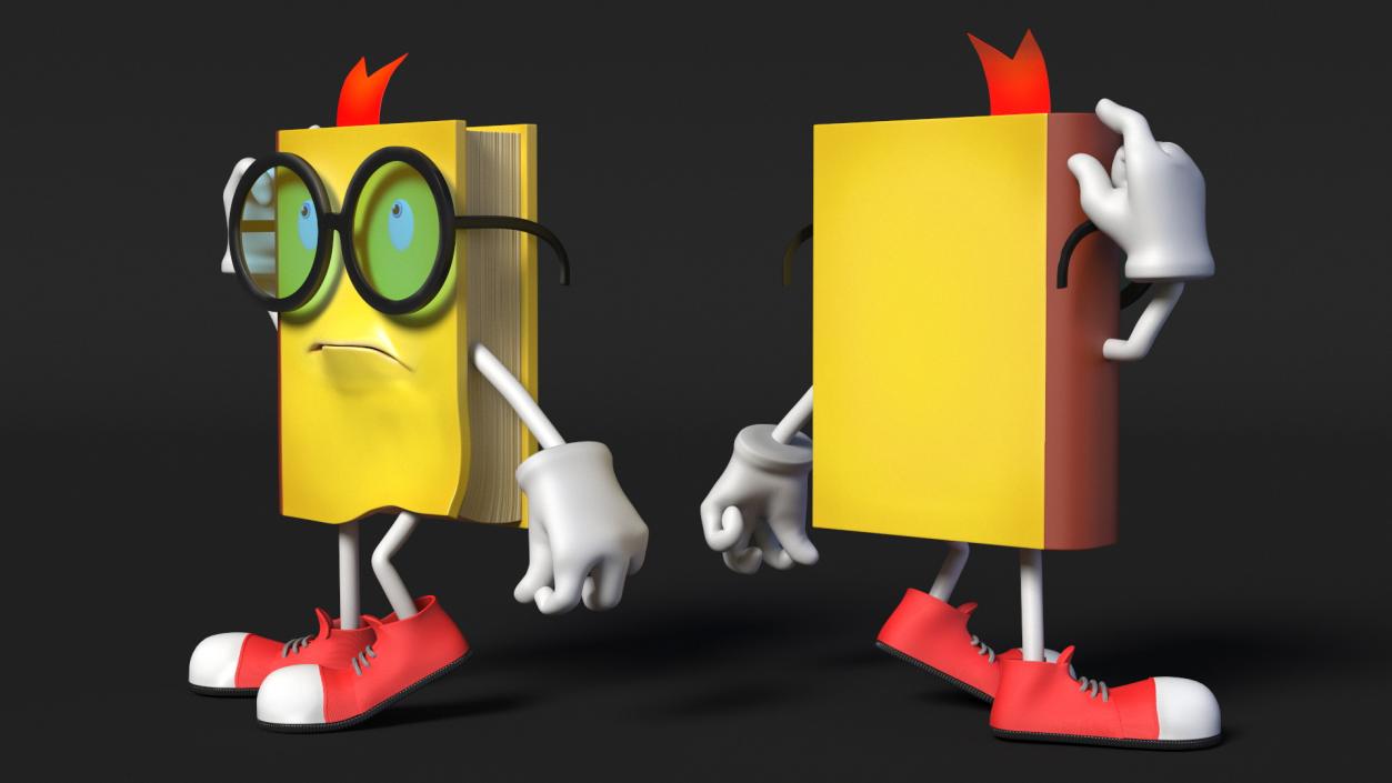 3D model Character Yellow Book Thinking Pose