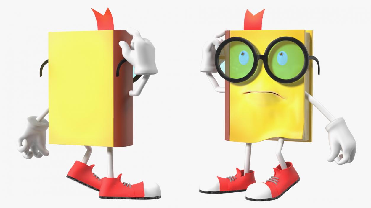 3D model Character Yellow Book Thinking Pose