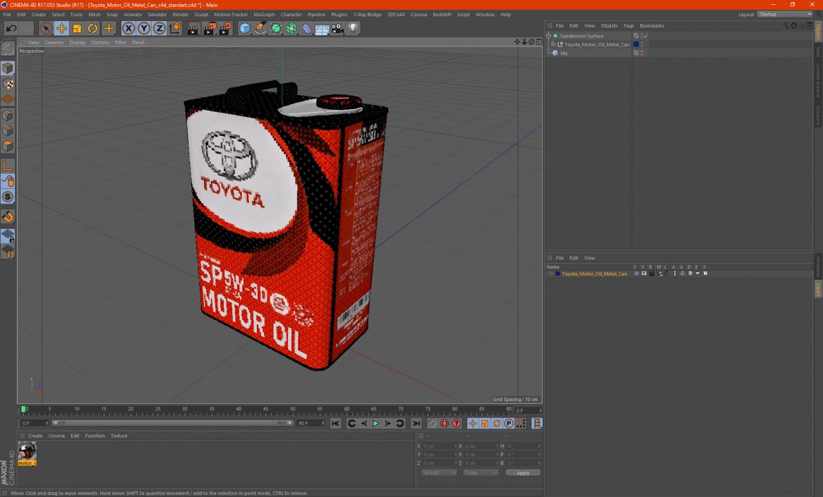 3D Toyota Motor Oil Metal Can