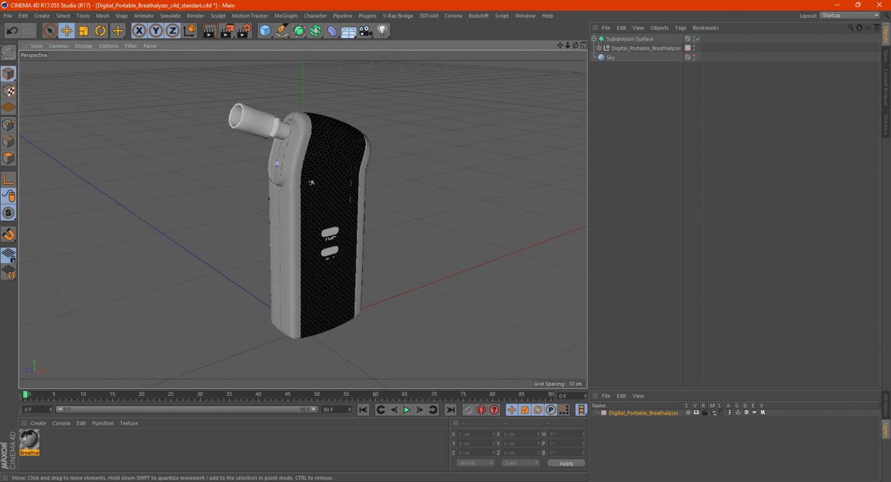 Digital Portable Breathalyzer 3D model