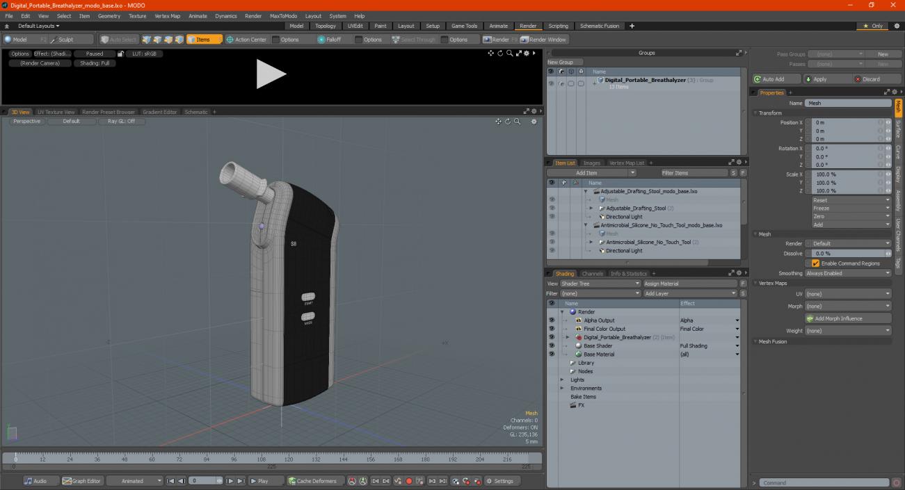 Digital Portable Breathalyzer 3D model