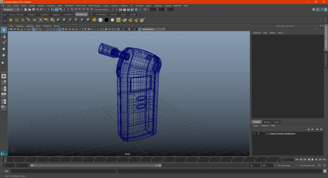 Digital Portable Breathalyzer 3D model