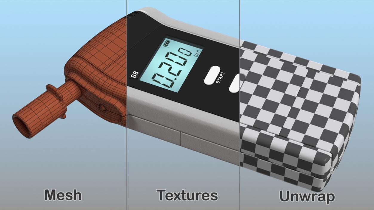 Digital Portable Breathalyzer 3D model