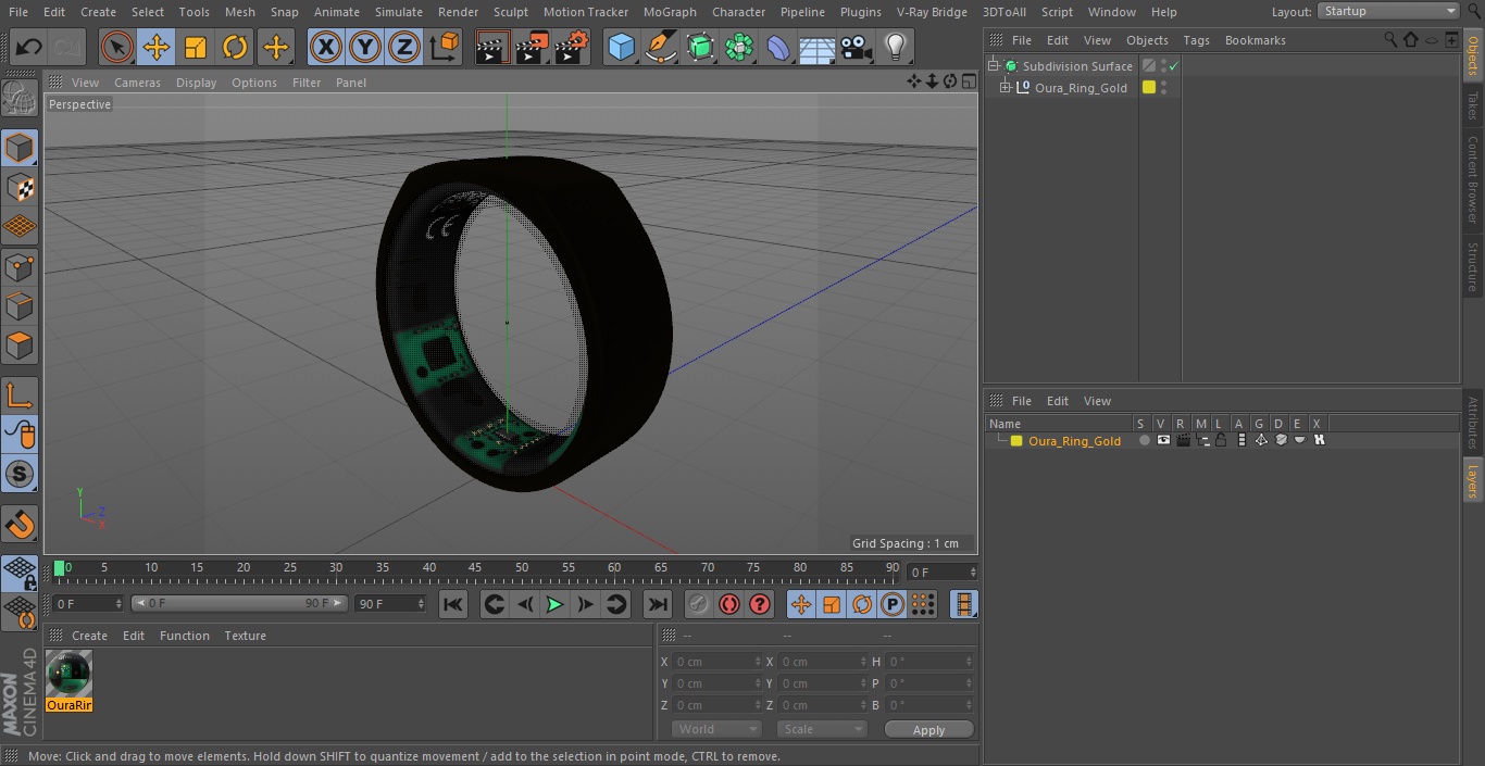 Oura Ring Gold 3D model