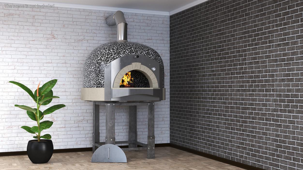 Wood Fired Pizza Oven Black 3D