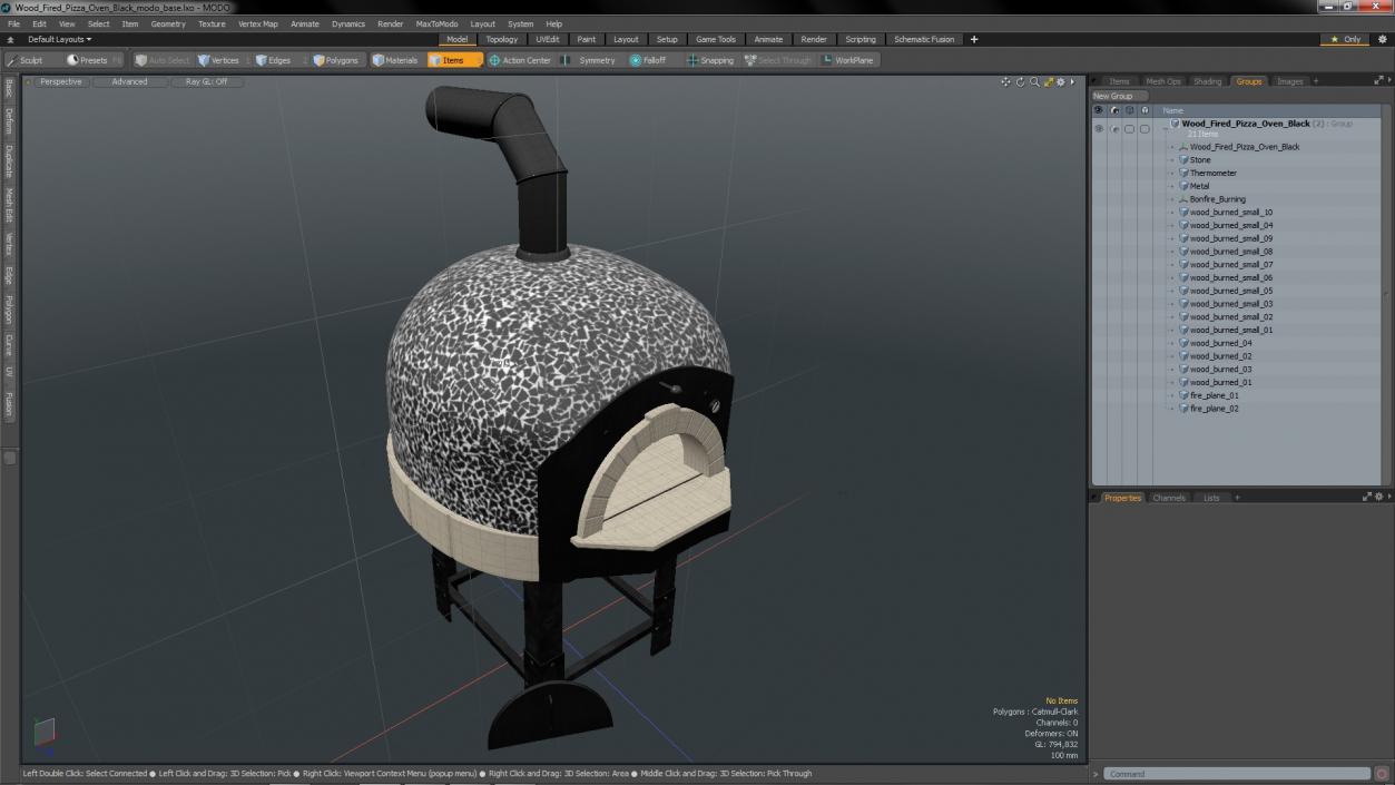 Wood Fired Pizza Oven Black 3D