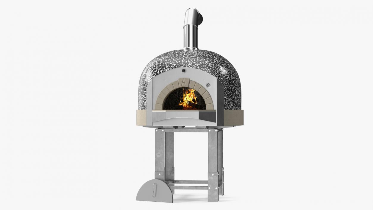 Wood Fired Pizza Oven Black 3D