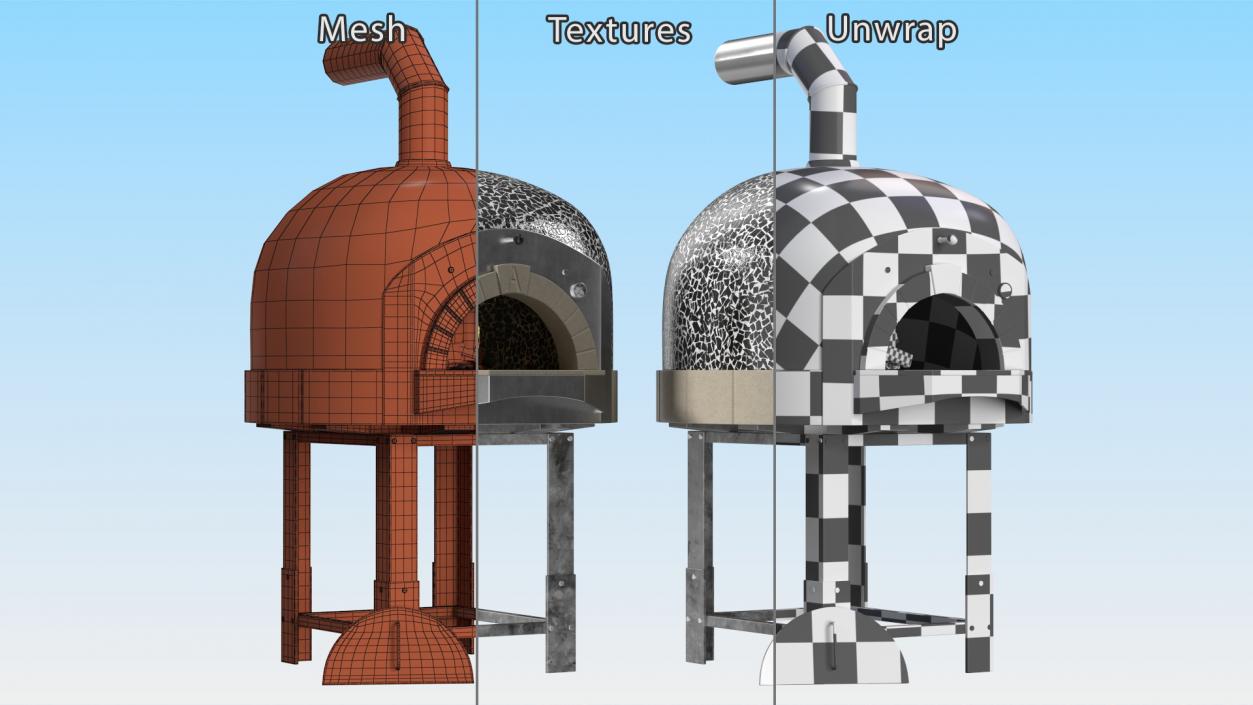 Wood Fired Pizza Oven Black 3D