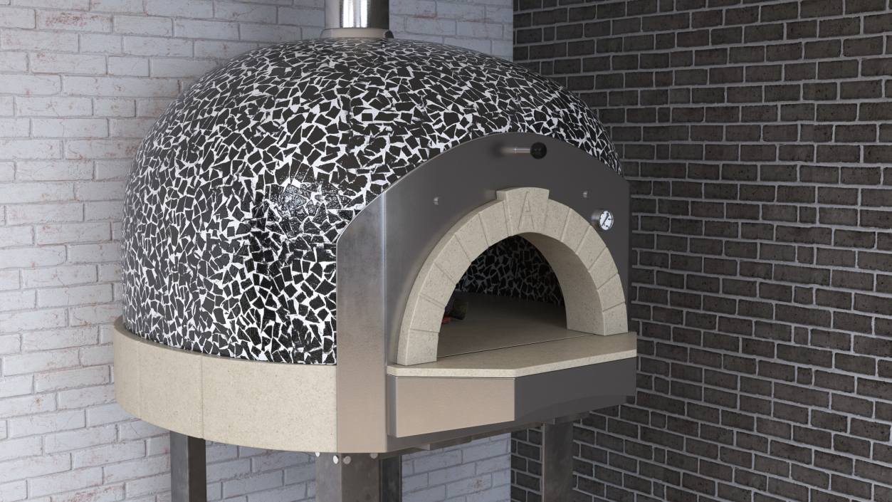 Wood Fired Pizza Oven Black 3D