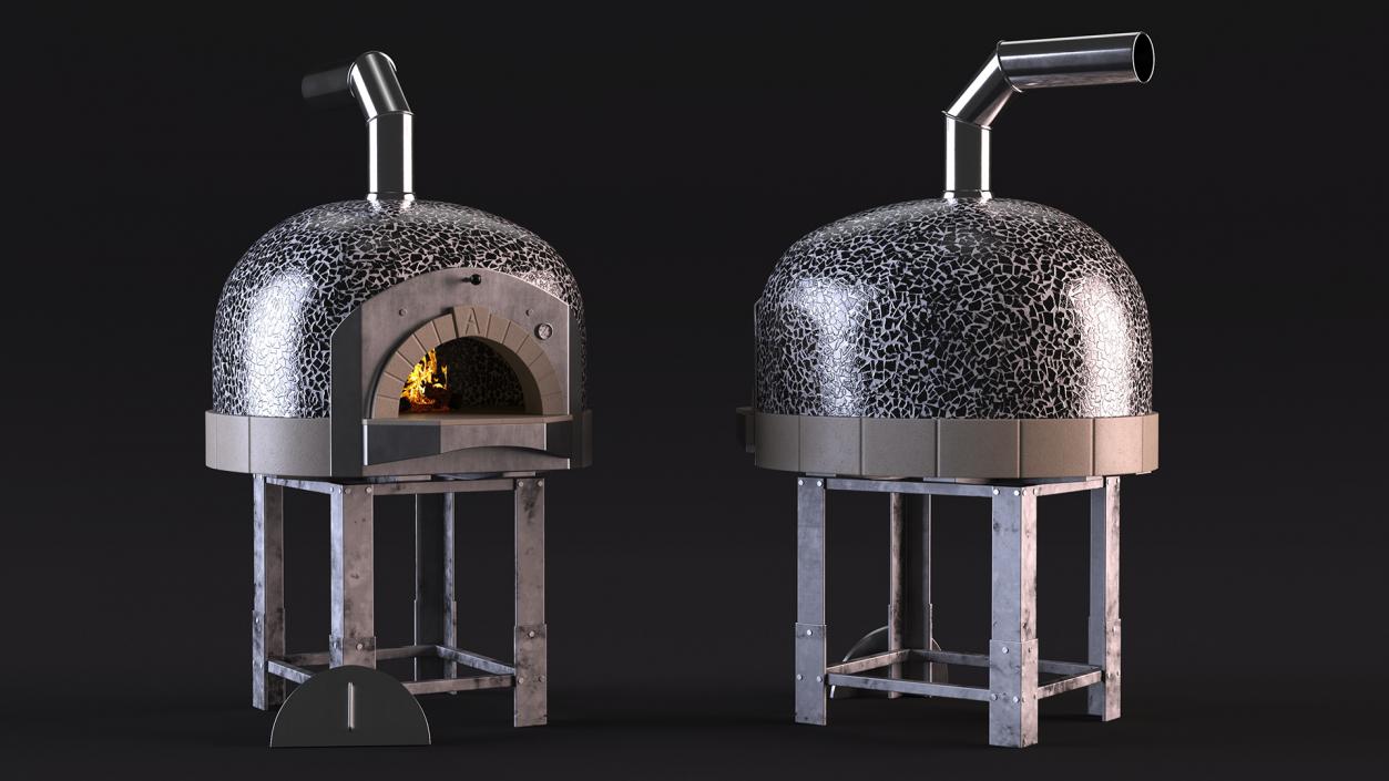 Wood Fired Pizza Oven Black 3D