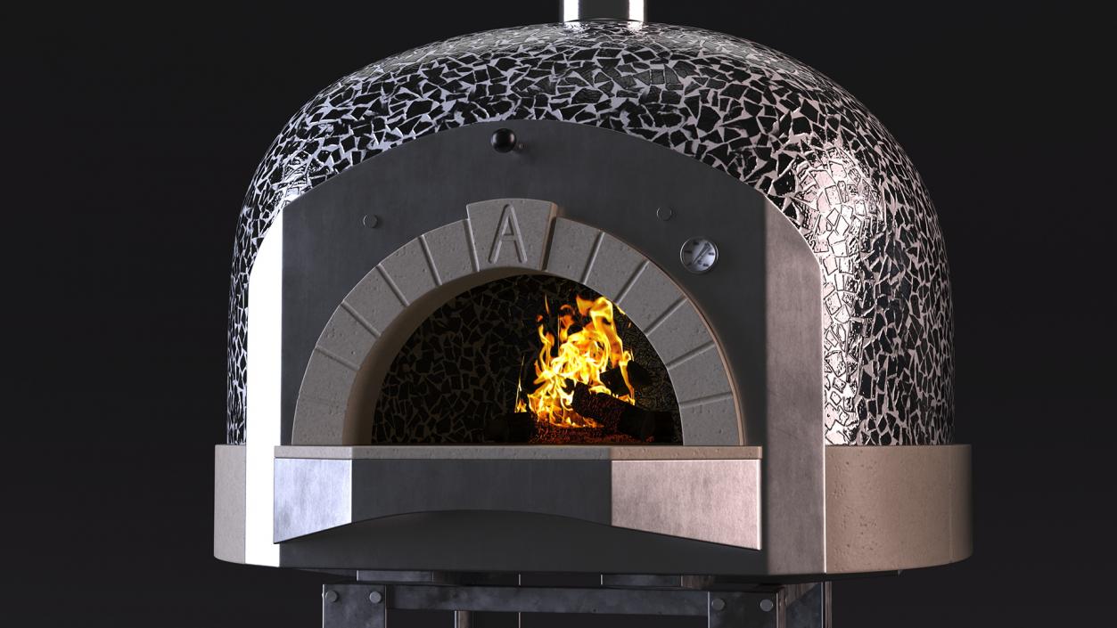 Wood Fired Pizza Oven Black 3D