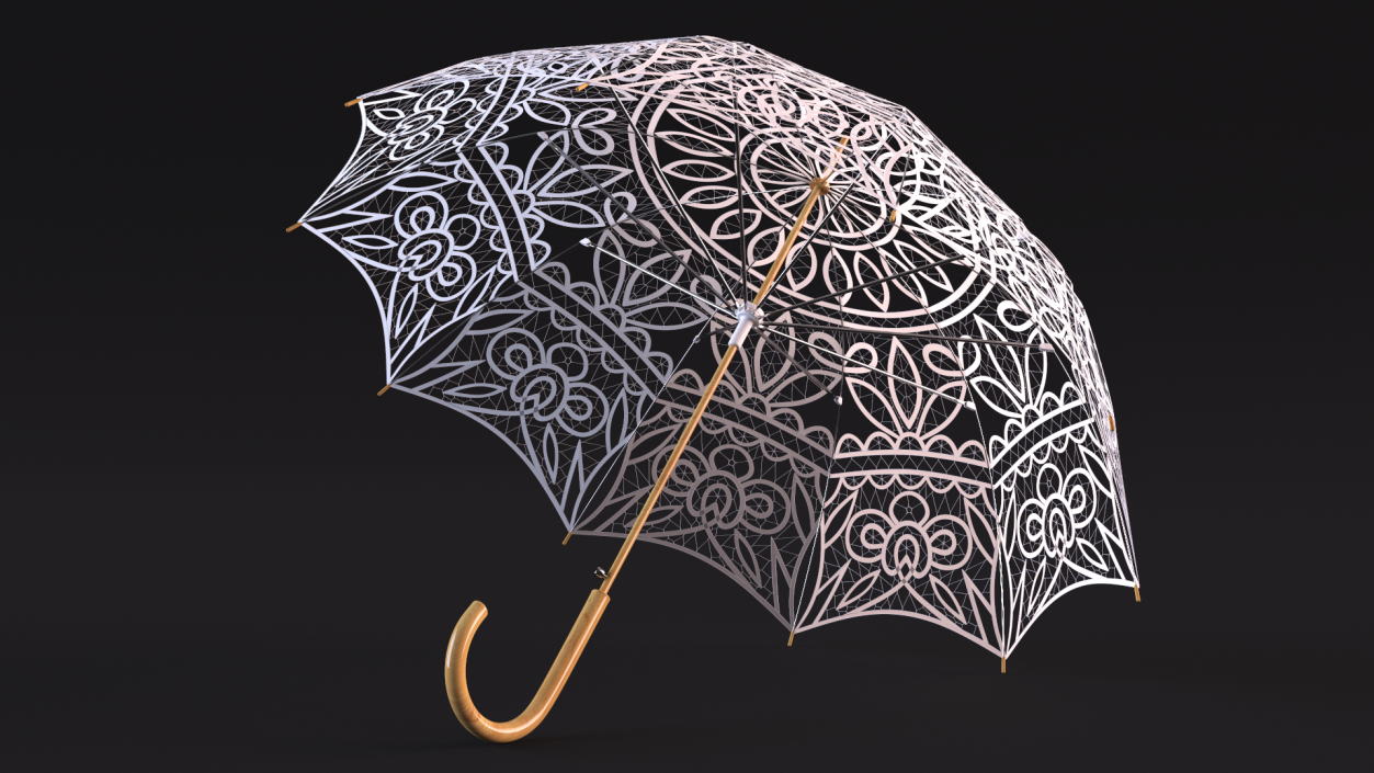 3D Cotton Lace Parasol Umbrella model