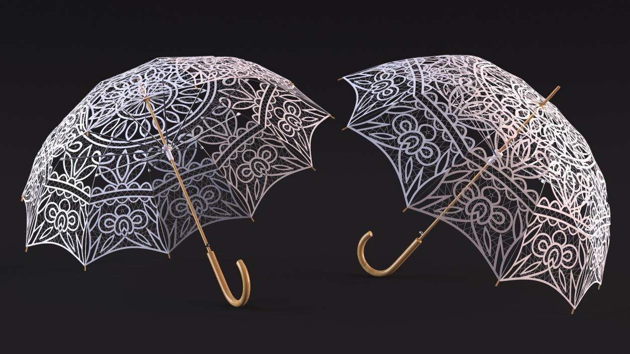 3D Cotton Lace Parasol Umbrella model