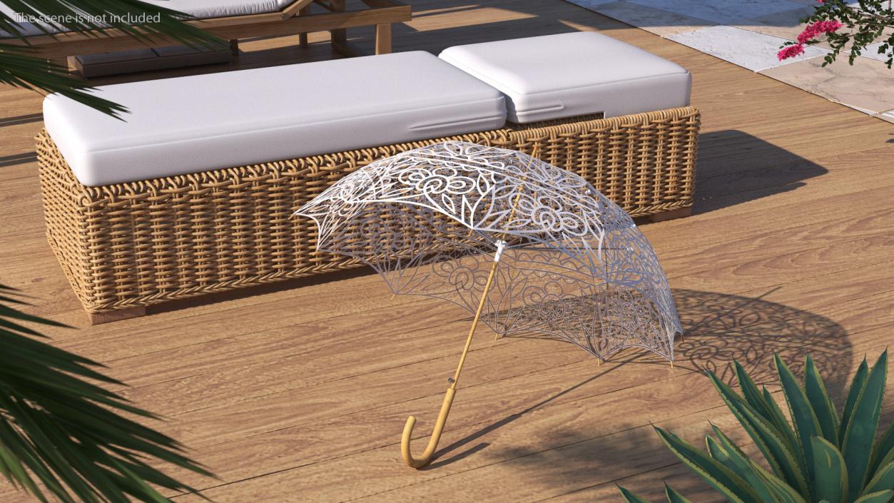 3D Cotton Lace Parasol Umbrella model