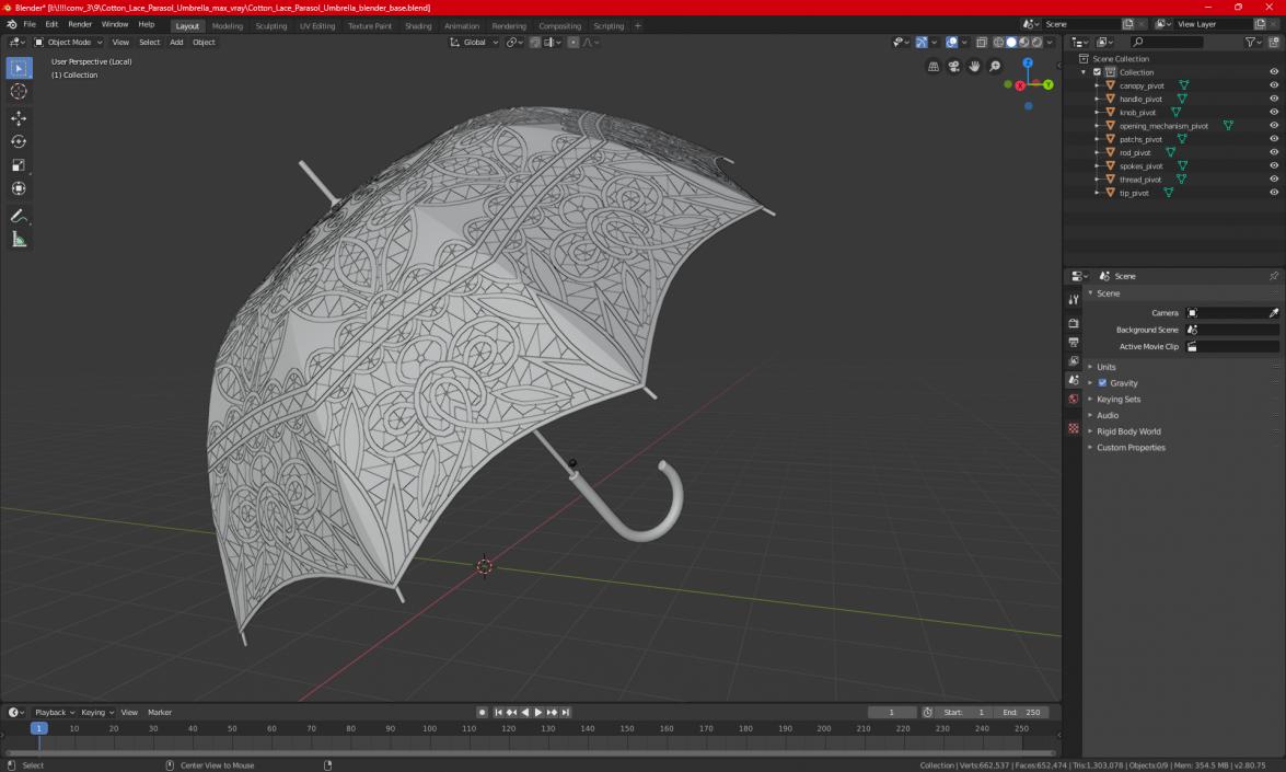 3D Cotton Lace Parasol Umbrella model