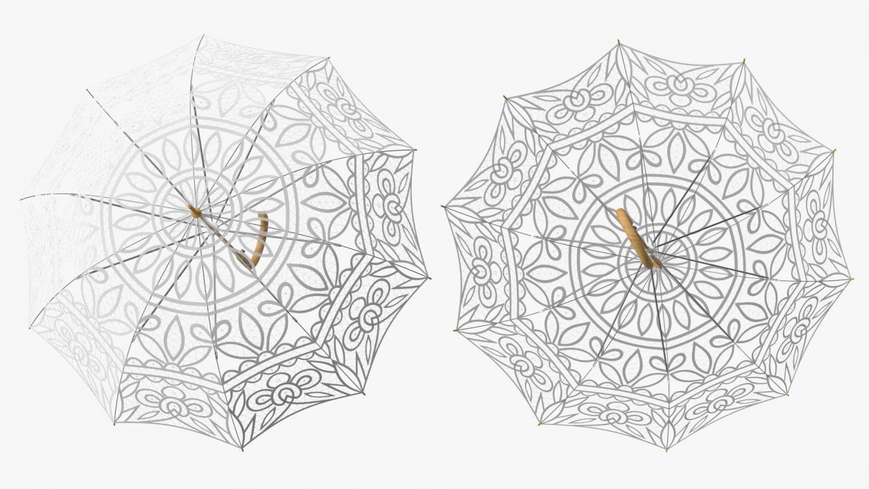 3D Cotton Lace Parasol Umbrella model