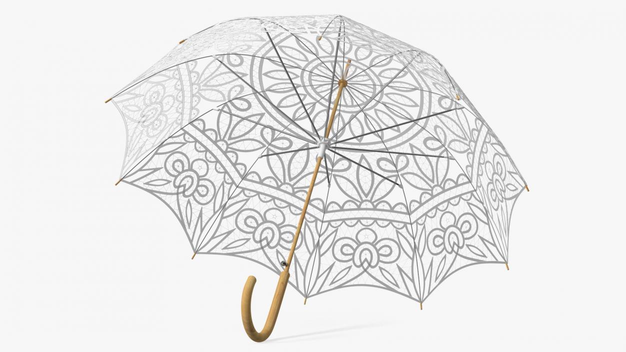 3D Cotton Lace Parasol Umbrella model