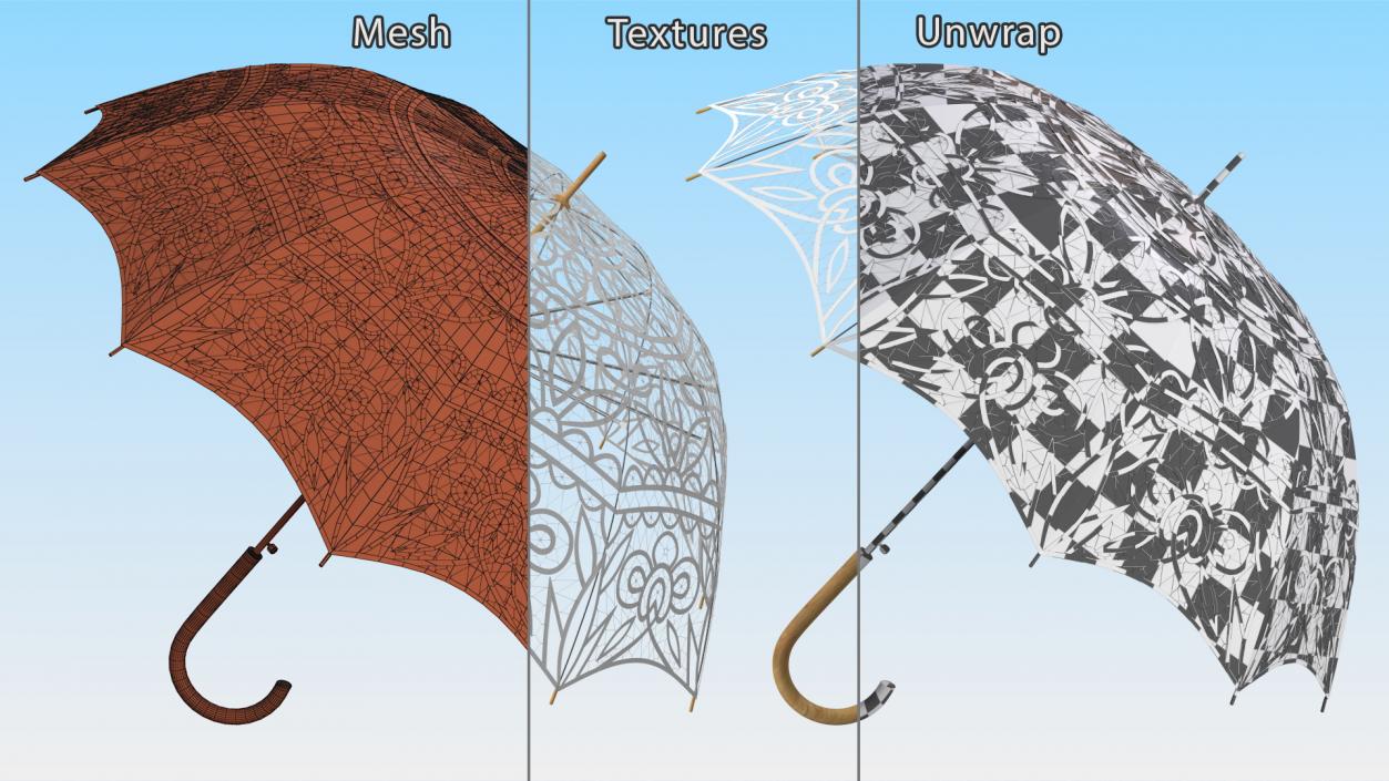 3D Cotton Lace Parasol Umbrella model