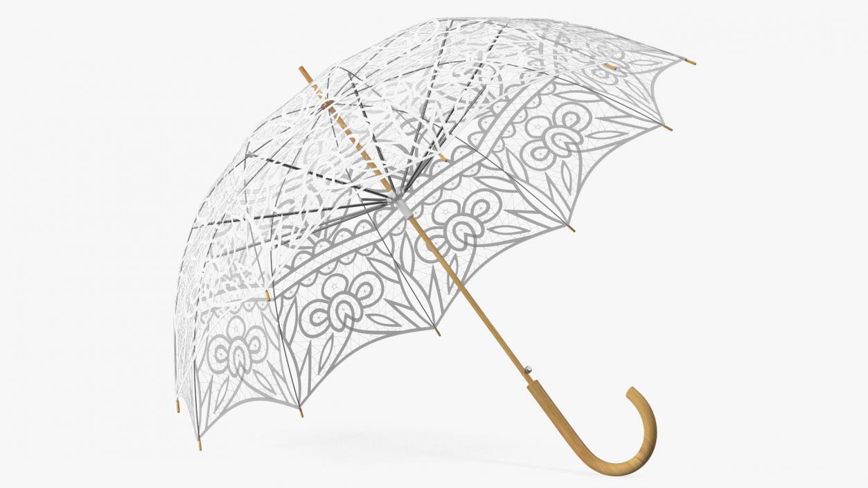 3D Cotton Lace Parasol Umbrella model