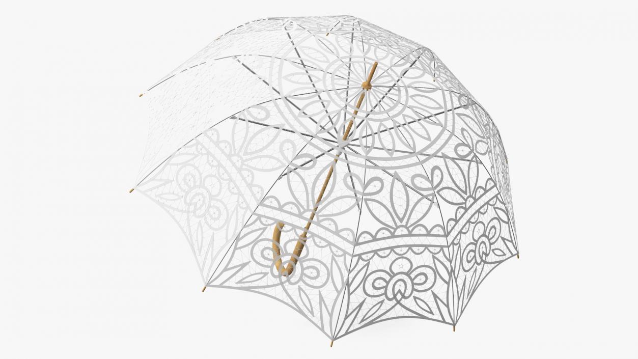 3D Cotton Lace Parasol Umbrella model