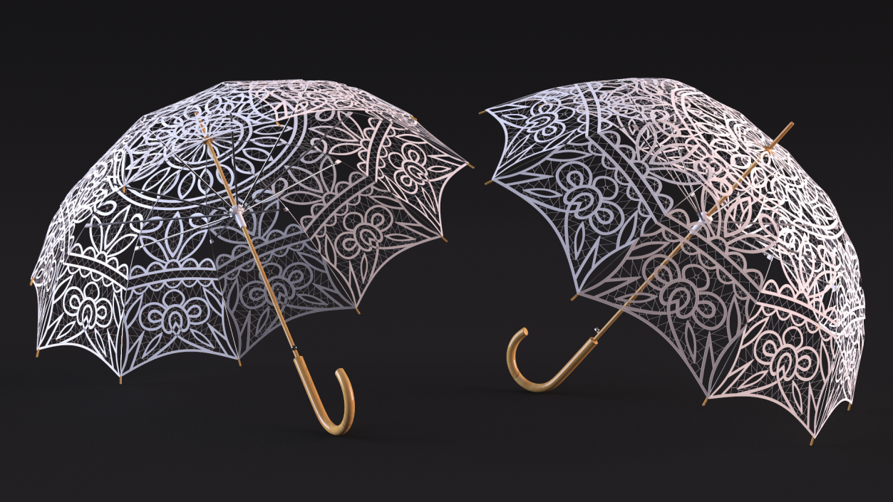 3D Cotton Lace Parasol Umbrella model