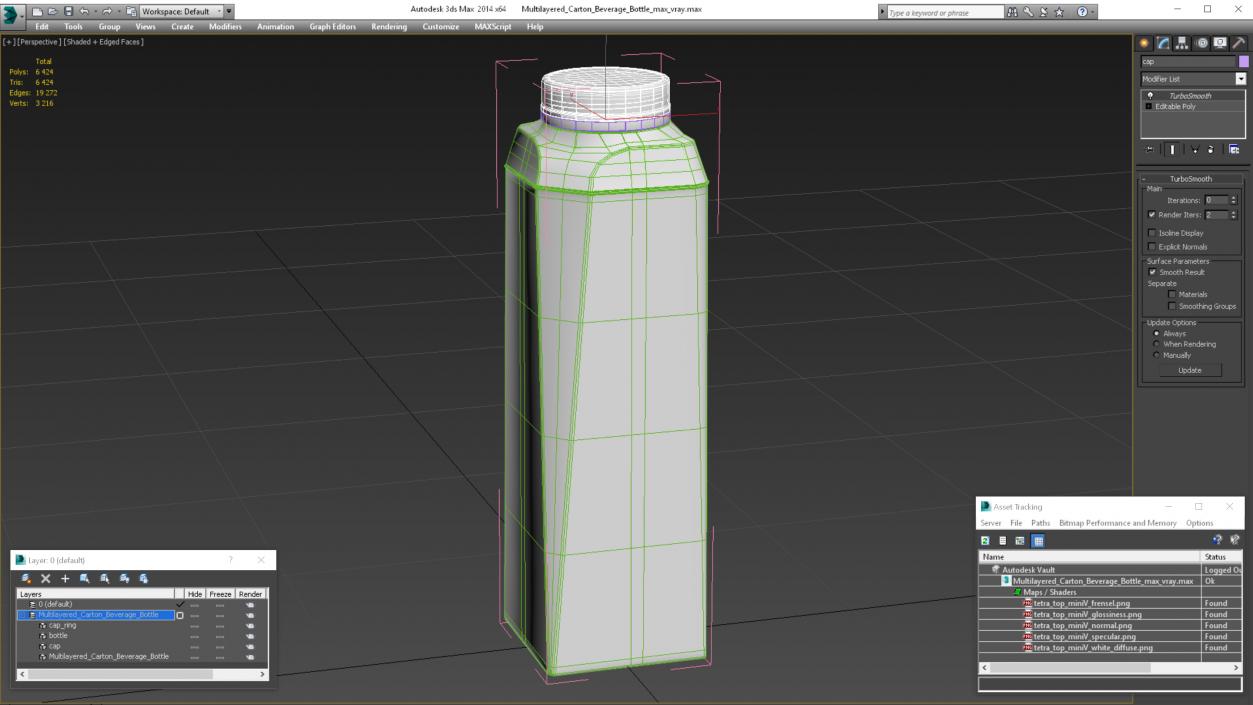 3D model Multilayered Carton Beverage Bottle