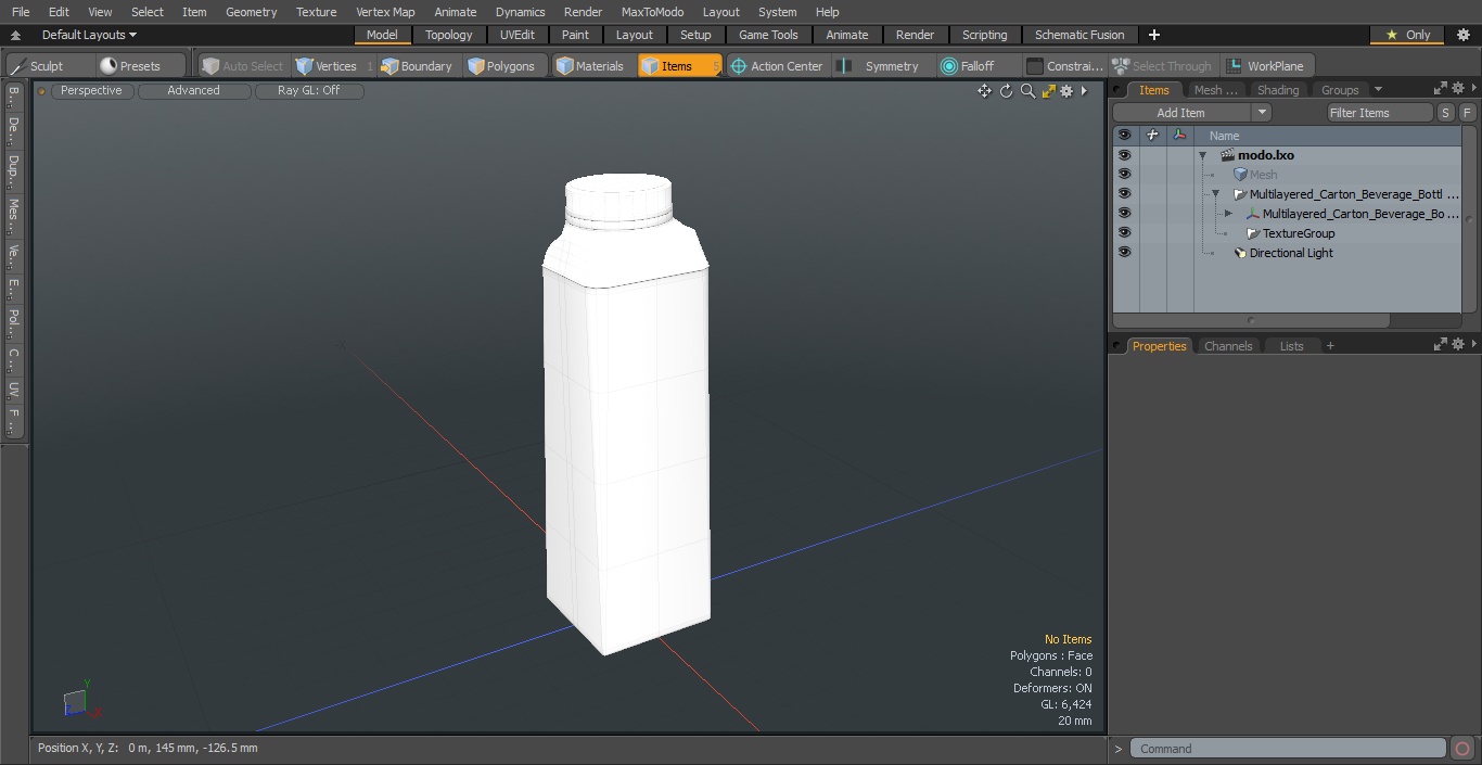 3D model Multilayered Carton Beverage Bottle