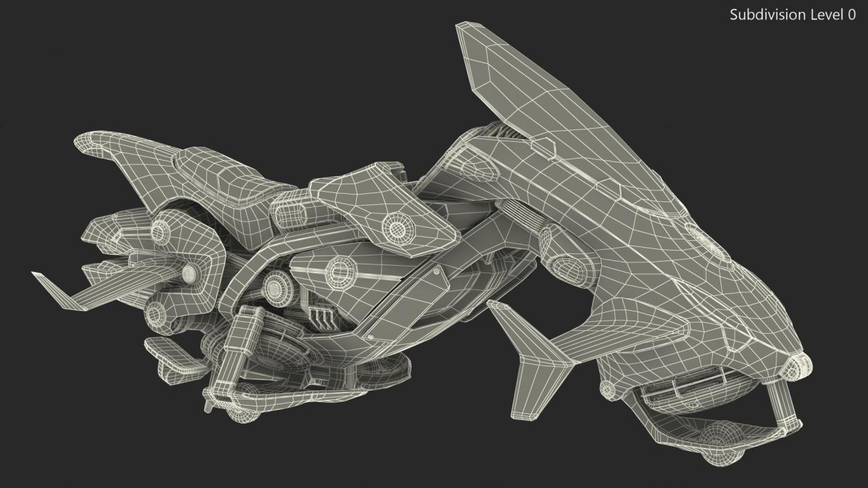 Scifi Fly Motorcycle Police Rigged 3D model