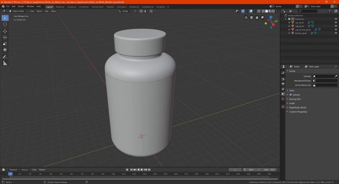 Sport Supplement Plastic Jar Blank 3D model