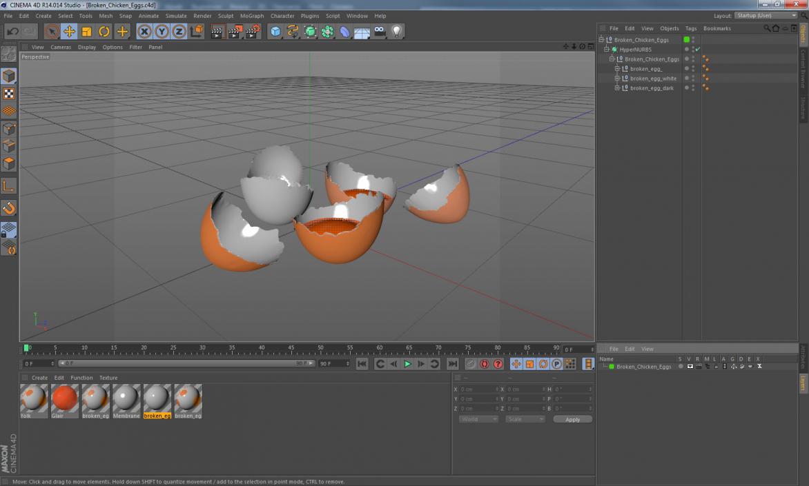 Broken Chicken Eggs 3D model