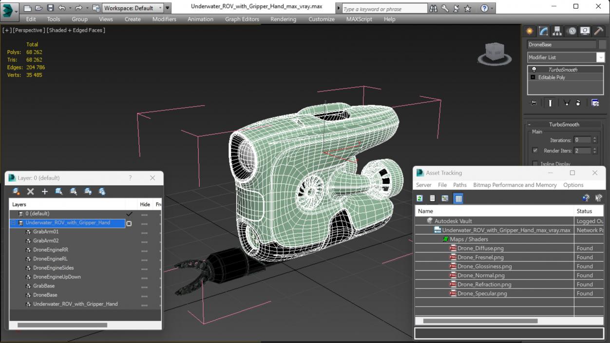 Underwater ROV with Gripper Hand 3D